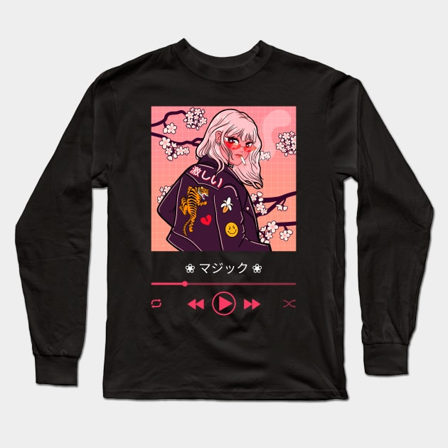 anime playlist Long Sleeve T-Shirt by white.ink